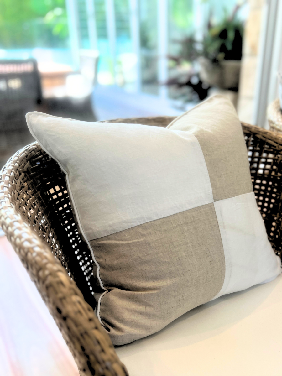 Quattro luxe linen cover - Honey & White