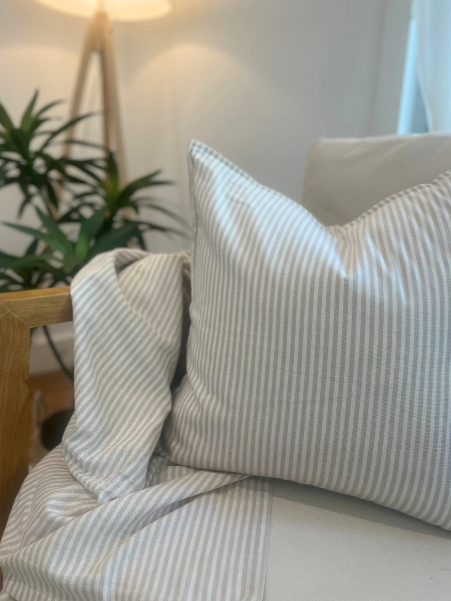 Antibes cushion and throw set - Taupe and Ivory