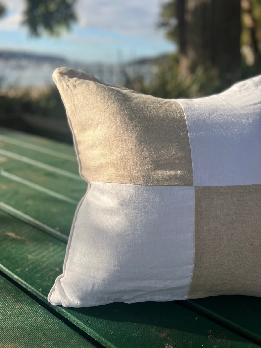 Quattro luxe linen cover - Honey & White