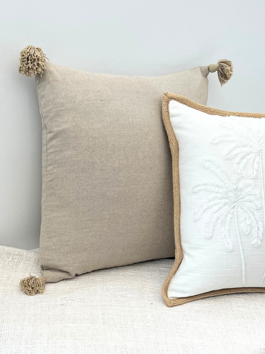Linen Tassels cushion cover - Ecru - Restock!