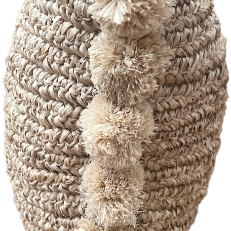 Woven decor with pom pom.