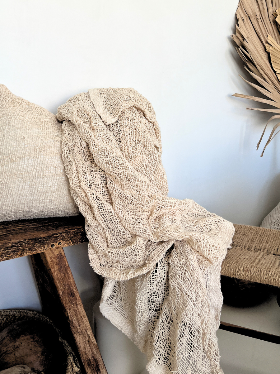 Coastal Natural Woven Cushion & Throw Set - New!