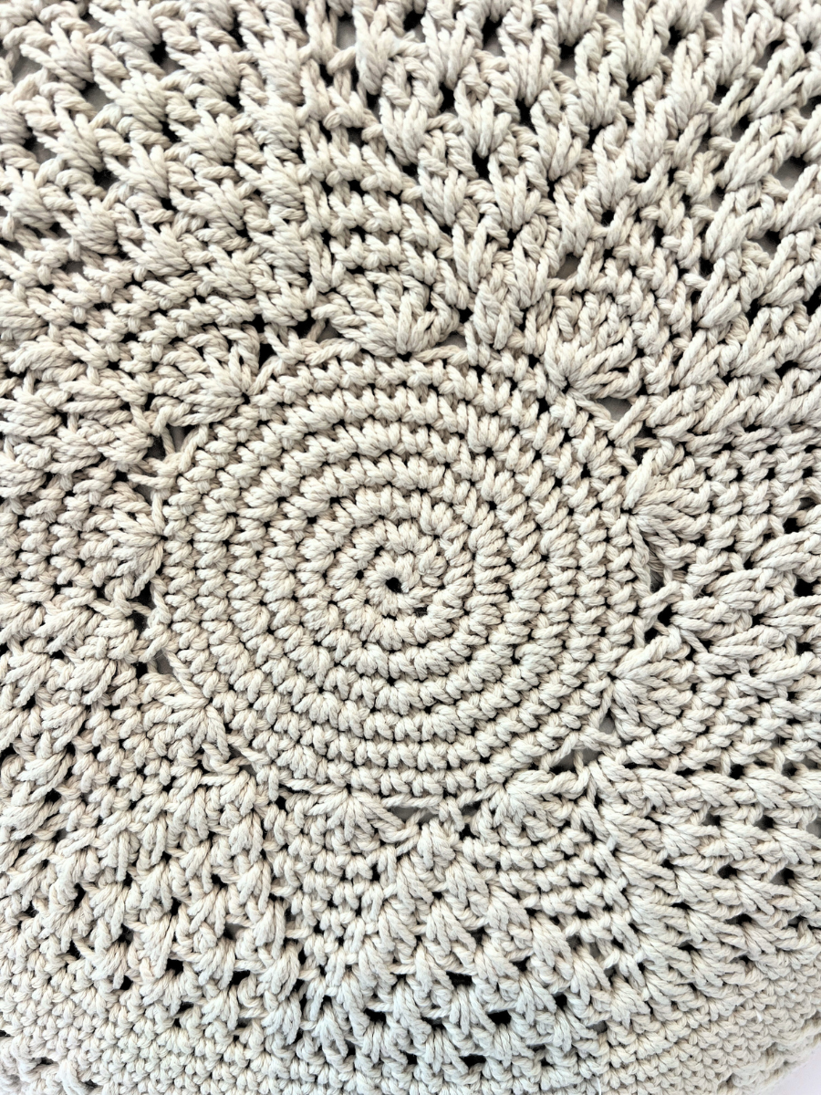 Button Crochet round cushion