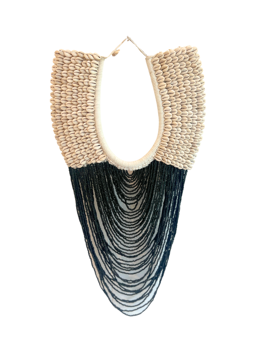 Large Cowrie Wall Necklace - Black