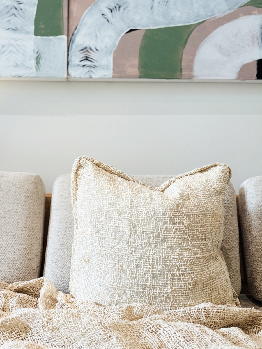 Coastal Natural Woven Cotton cushion - New!