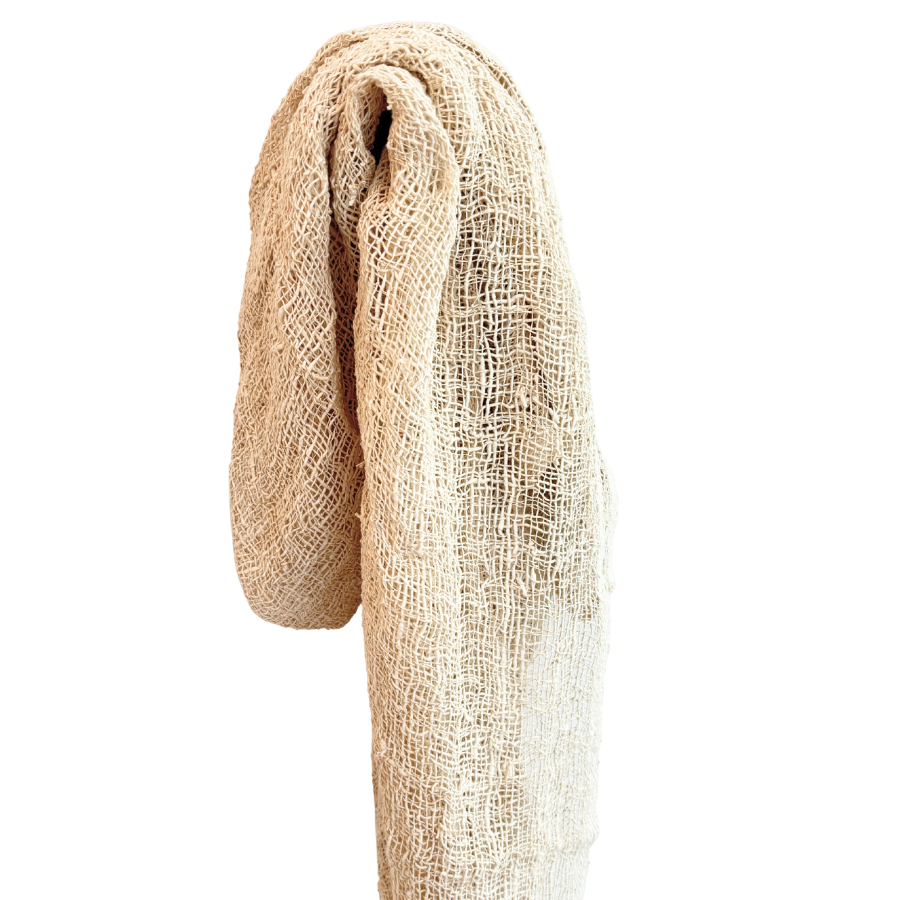 Beige fabric roll.