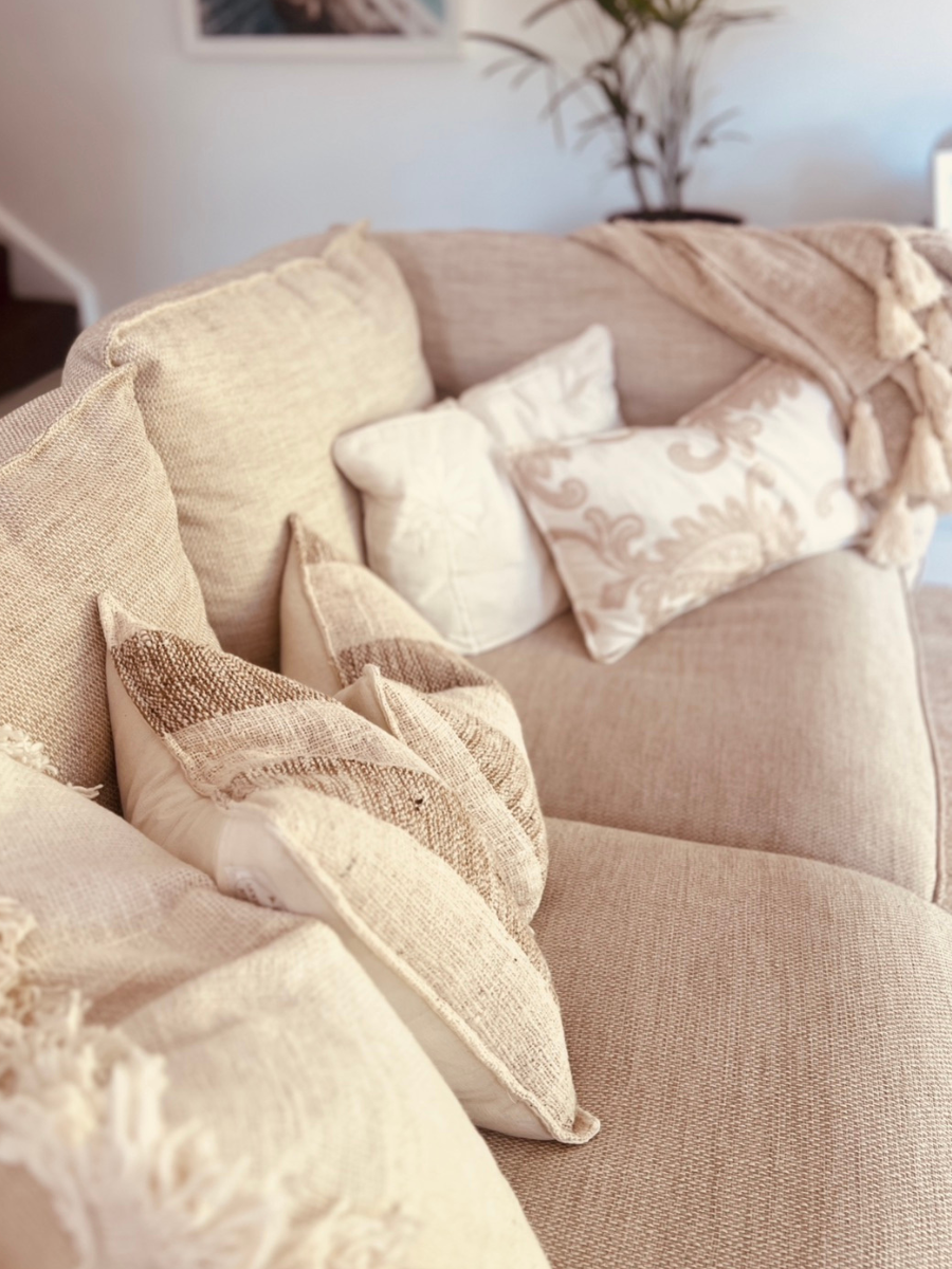 Coastal Tweed - Sand - Square Cushion