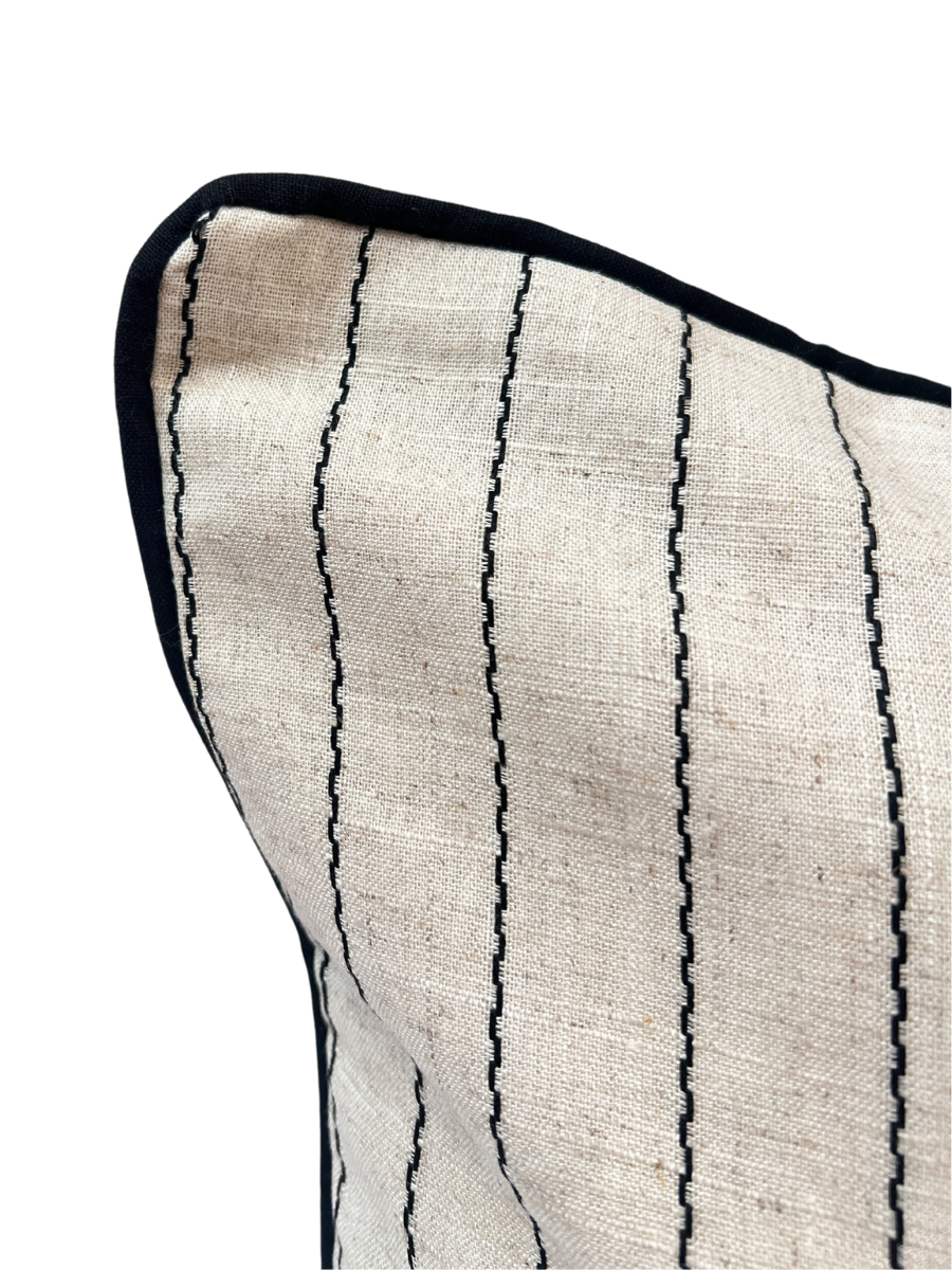 Noir Fine Stripe Oblong Cushion
