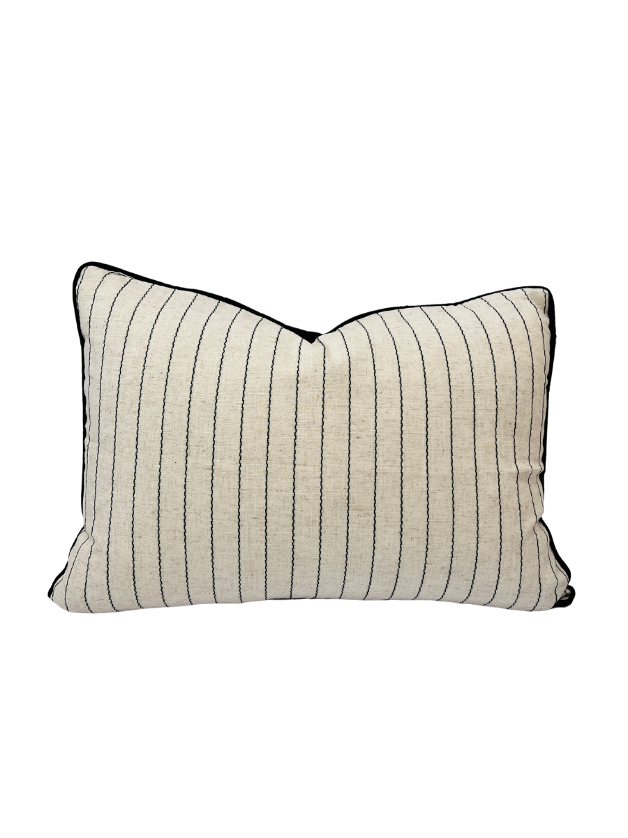 Noir Fine Stripe Oblong Cushion