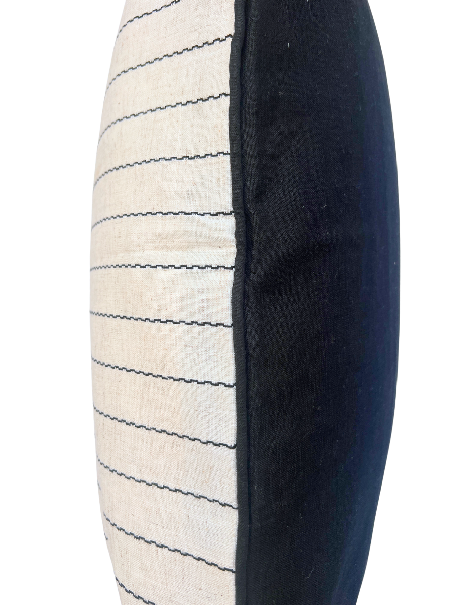 Noir Fine Stripe Oblong Cushion