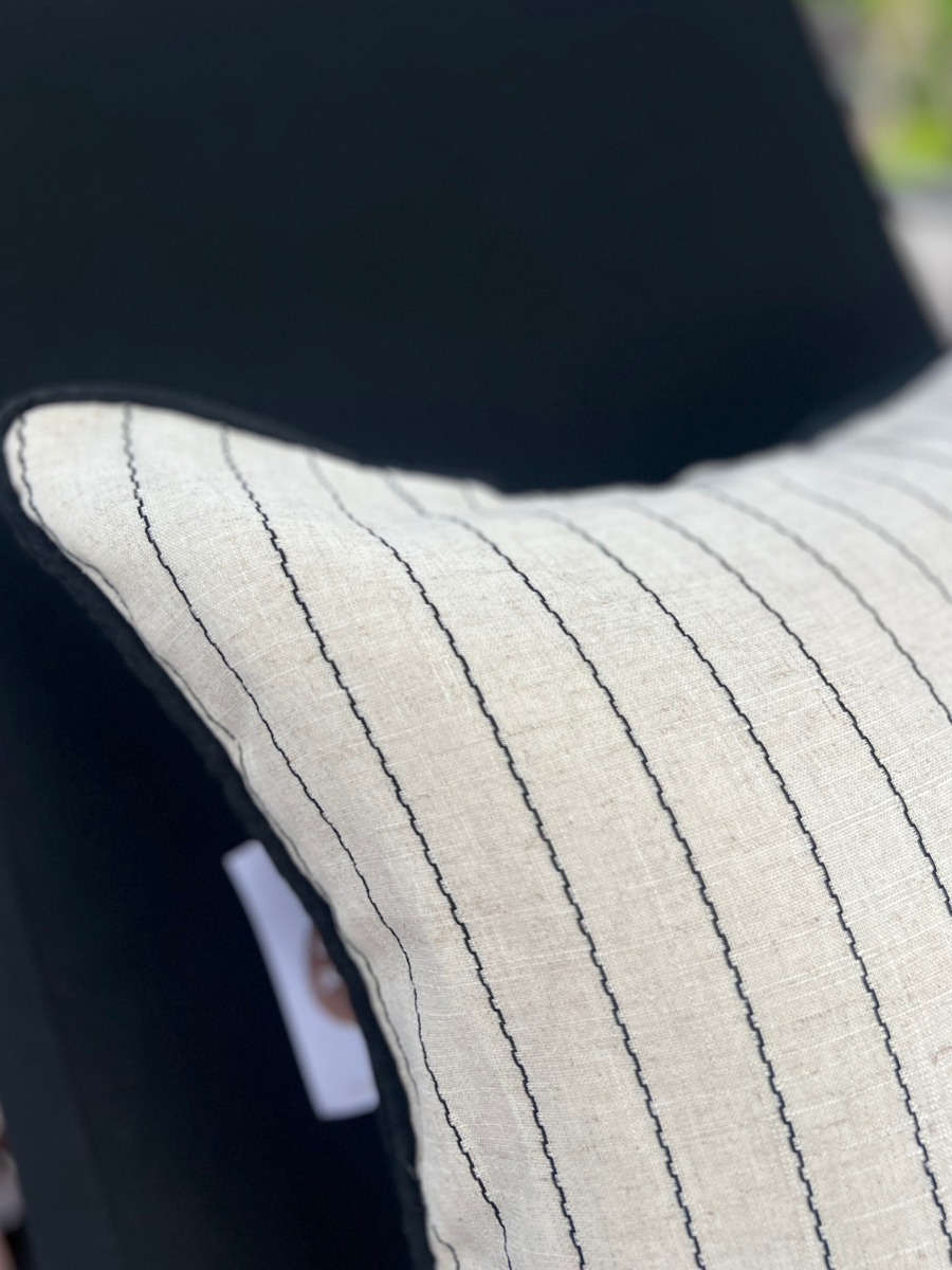 Noir Fine Stripe Oblong Cushion