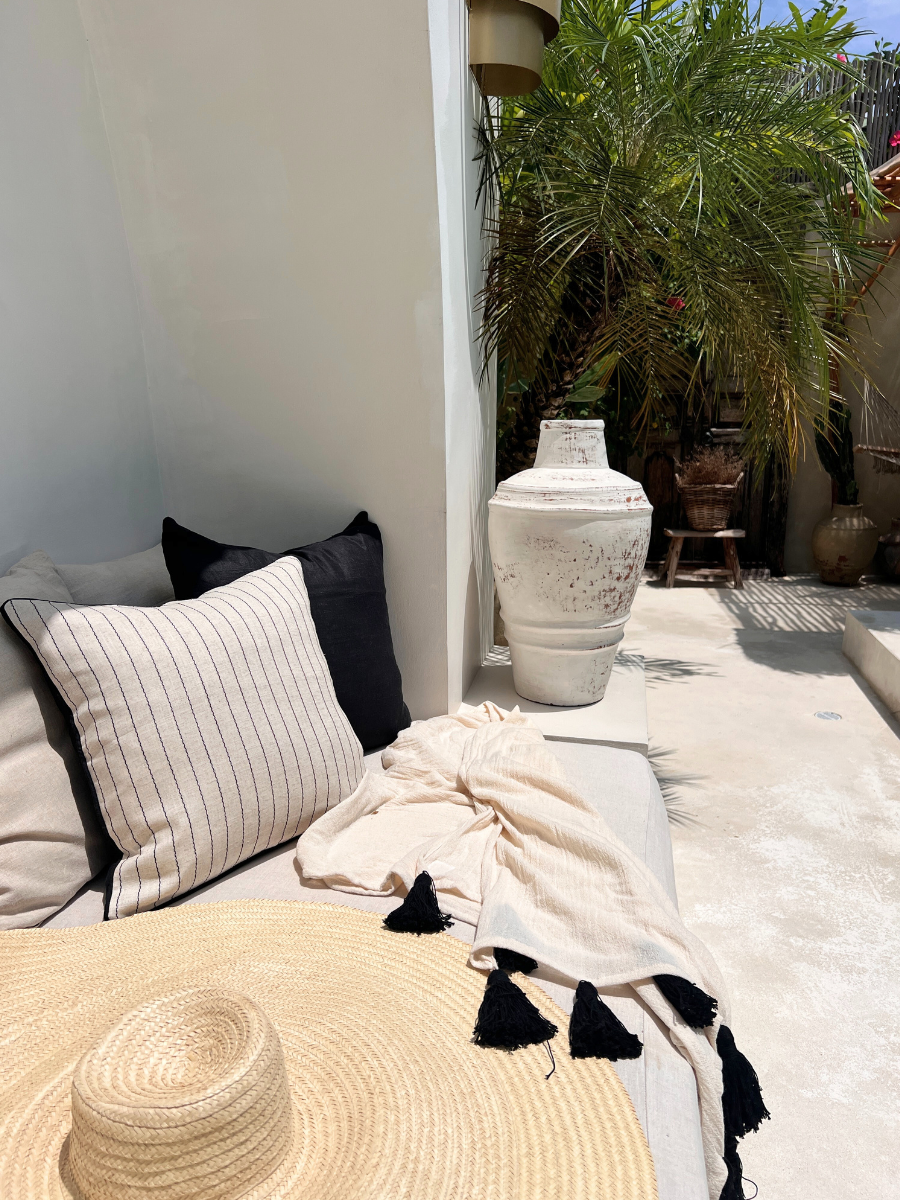 Noir Fine Stripe Oblong Cushion