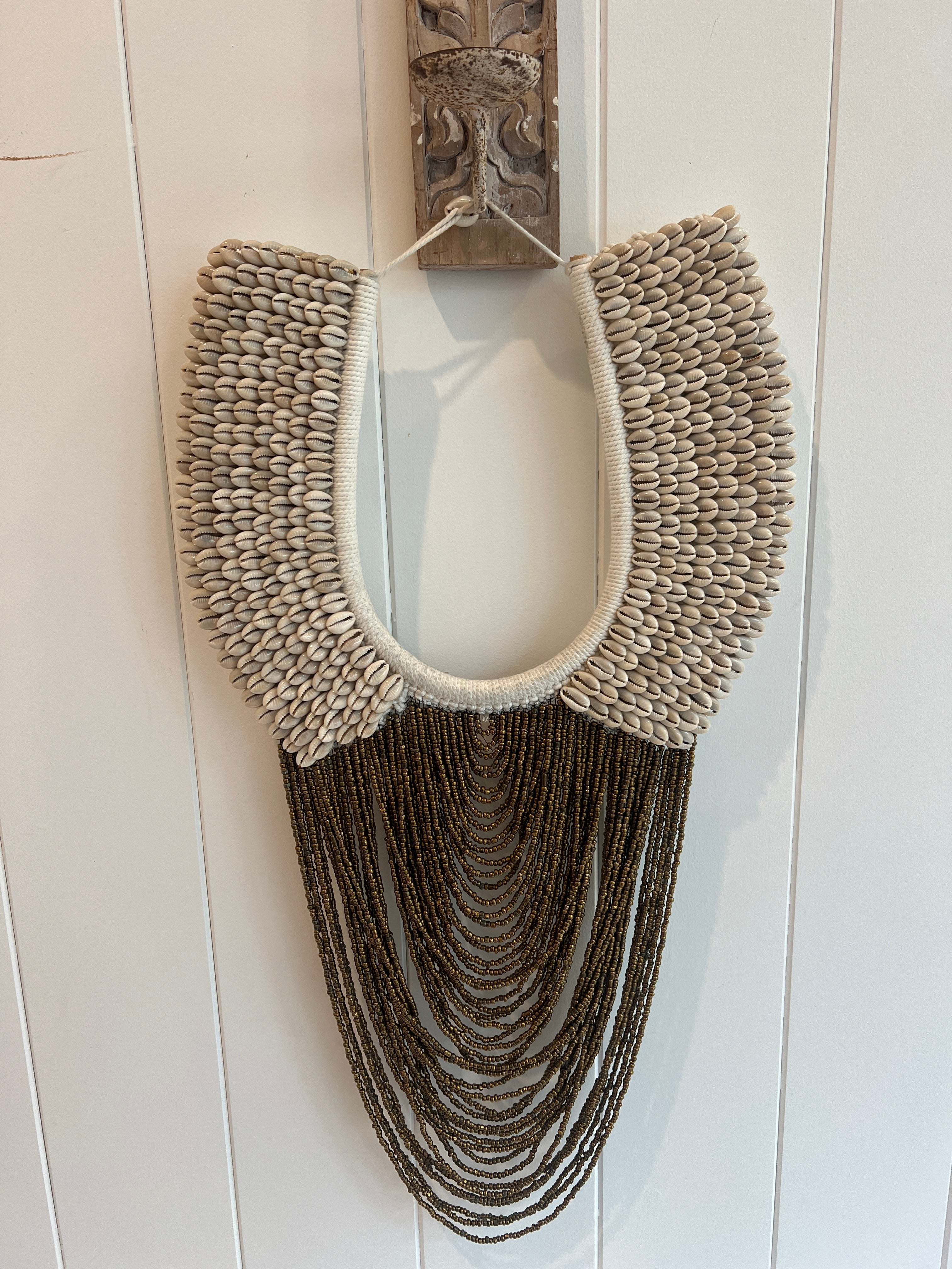 Large Cowrie Wall Necklace - Bronze