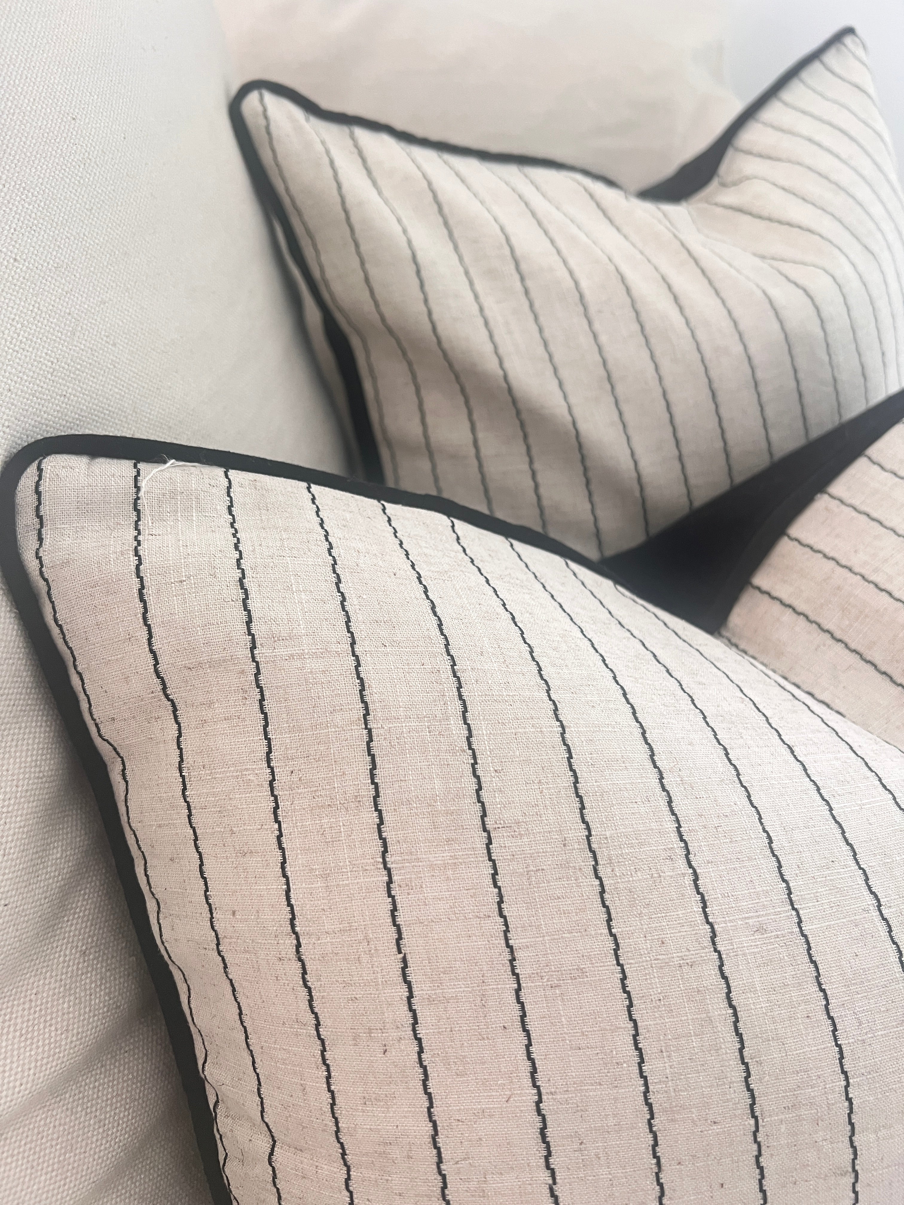 Noir Fine Stripe Oblong Cushion