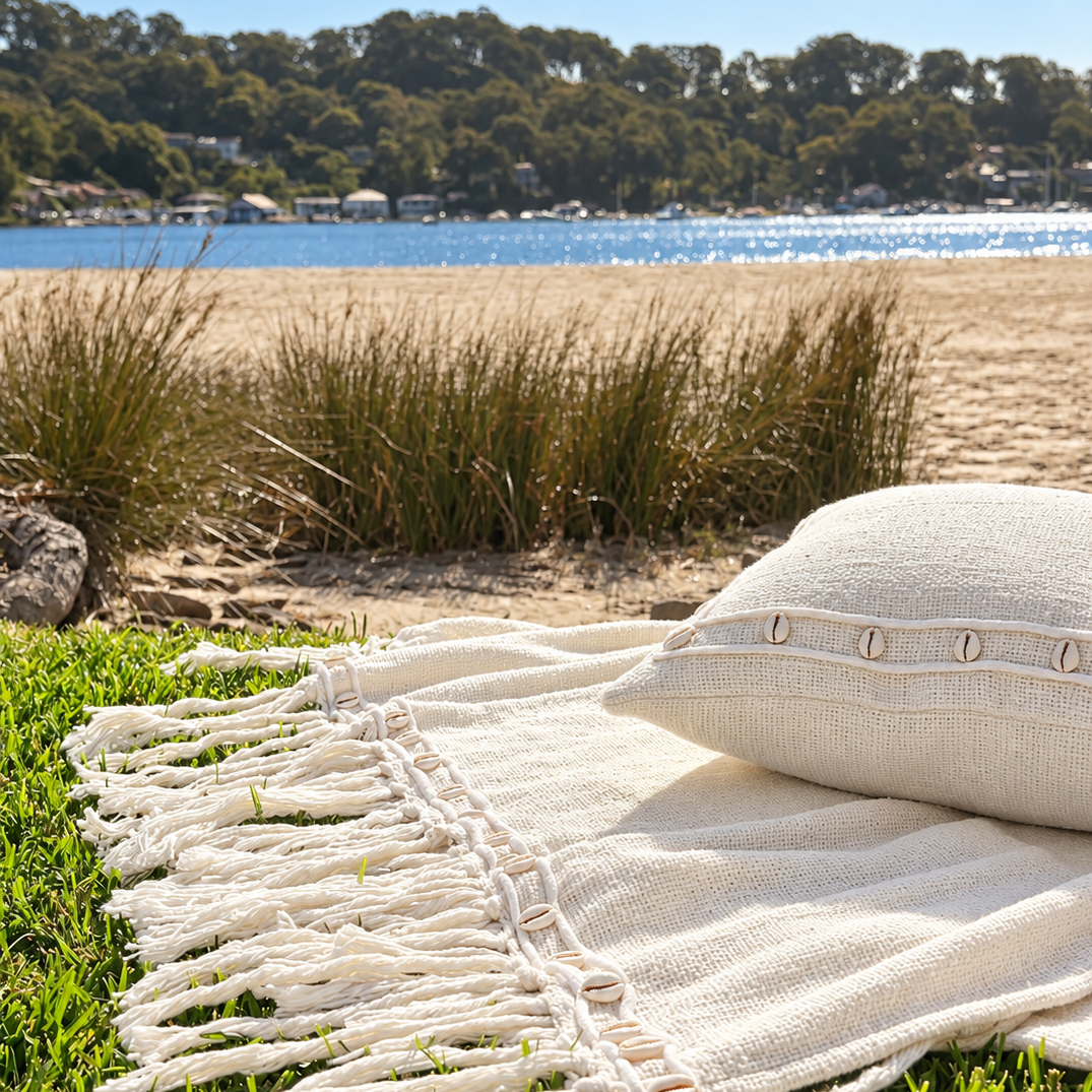 Shell Cushion and Throw Set