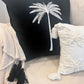 Grand Palm Cushion - White Palm on Black