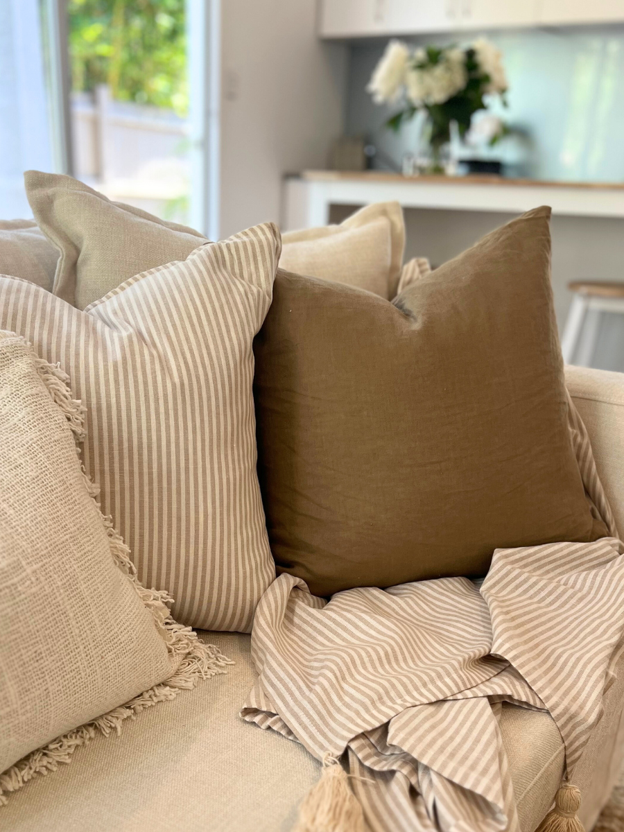 Antibes cushion and throw set - Taupe and Ivory