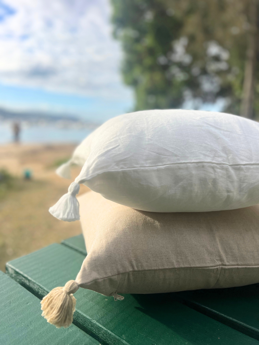 Linen Tassels cushion cover - Natural