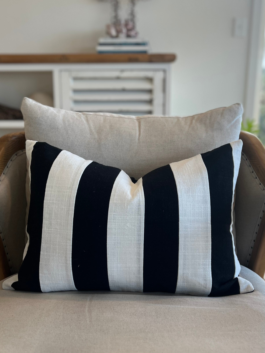 Noir Fine Stripe Oblong Cushion Cover