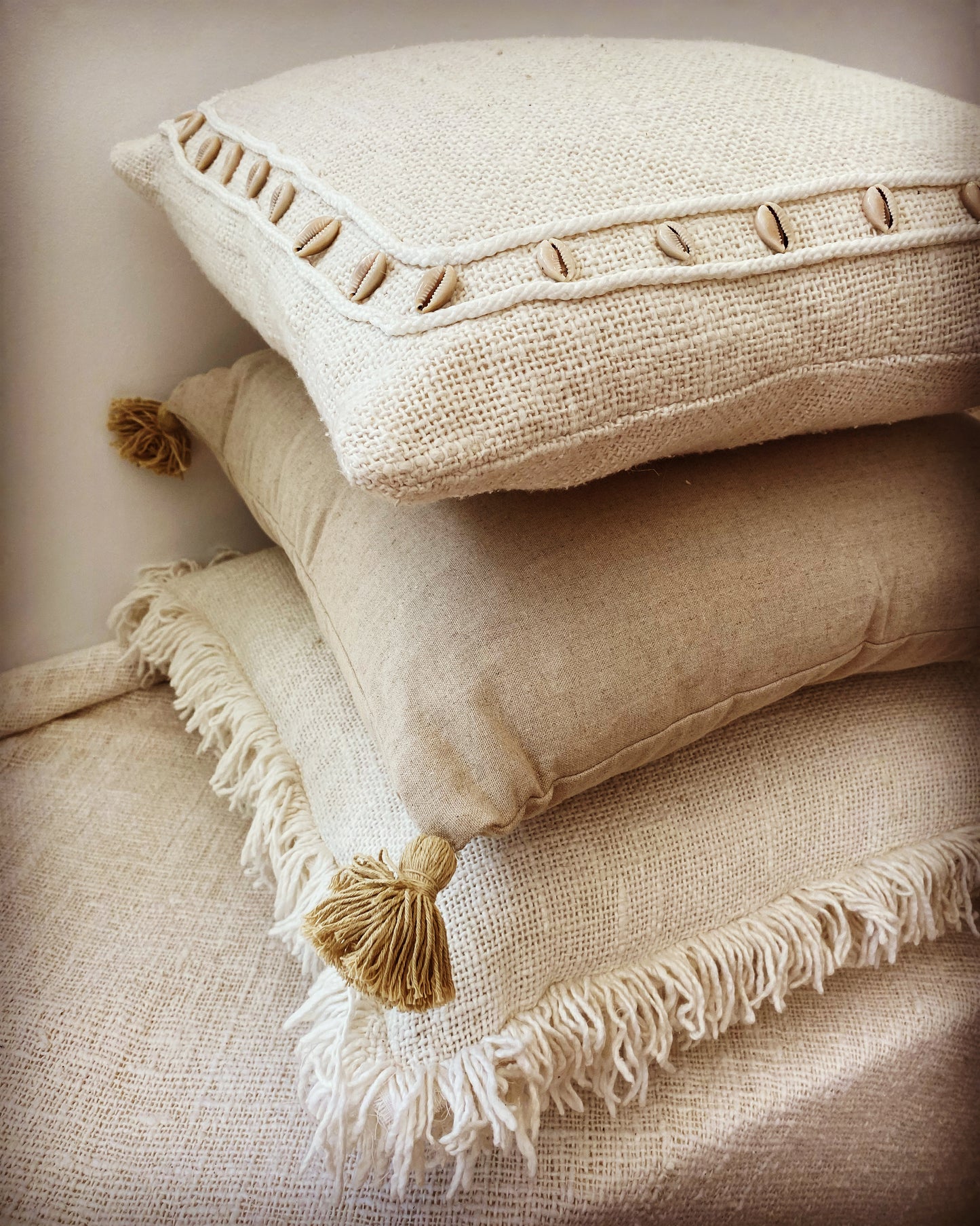 Linen Tassels cushion cover - Natural