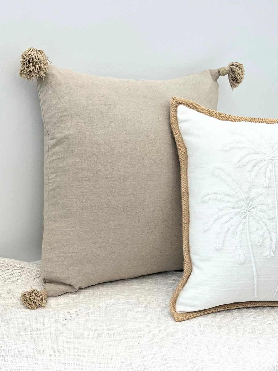 Linen Tassels cushion cover - Natural