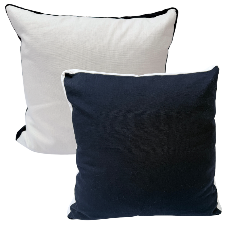 Two cushion, one white and one navy.