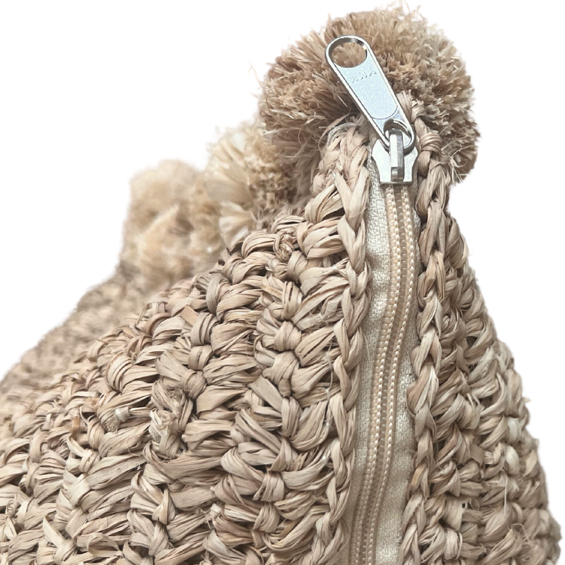 Decorative cushion with zipper.