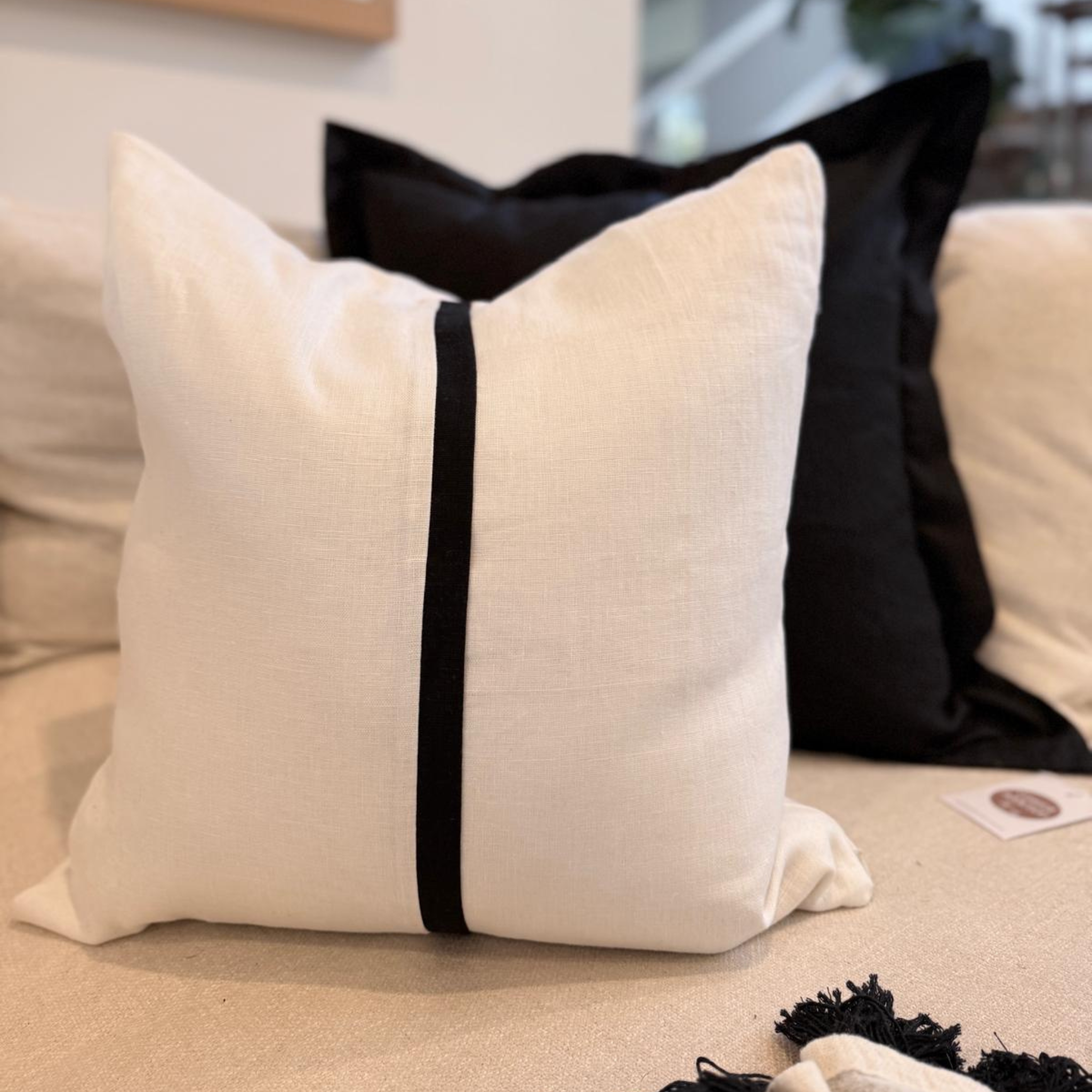 Capri Collection - Black/Ivory set of three cushions - New!