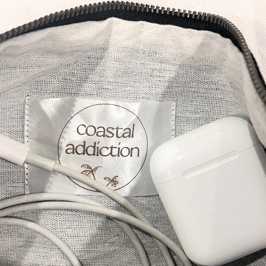 Coastal pouch accessory inside linen detail