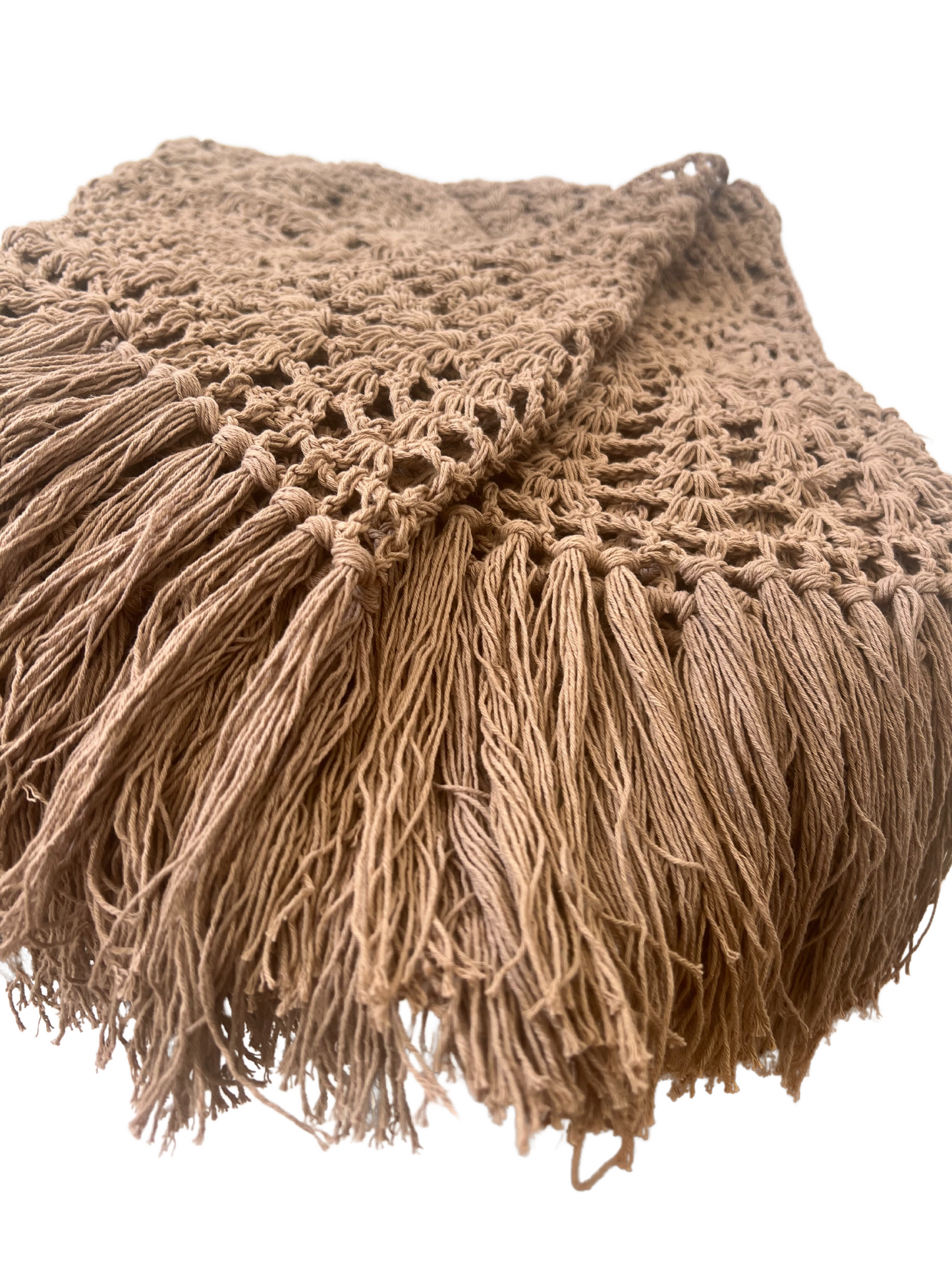 Crocheted cotton throw - Mocha