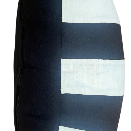 Textured black and white fabric.