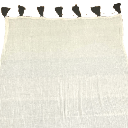 Fabric with black threaded decor.