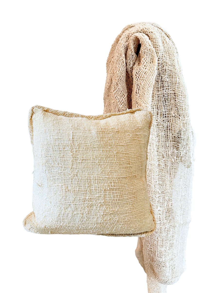 Coastal Natural Woven Cushion & Throw Set - New!