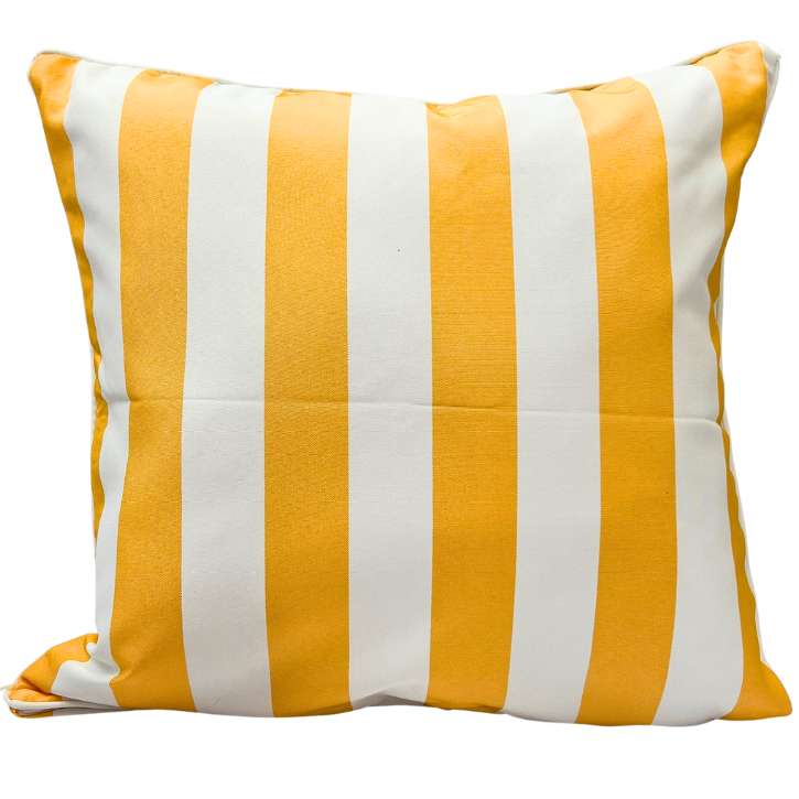Yellow striped cushion.