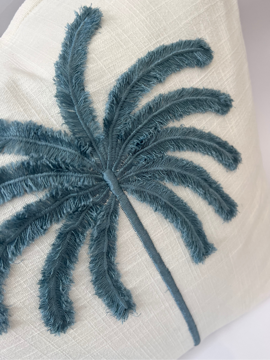 Palma Cushion Cover - Blue on Ivory - Restock!