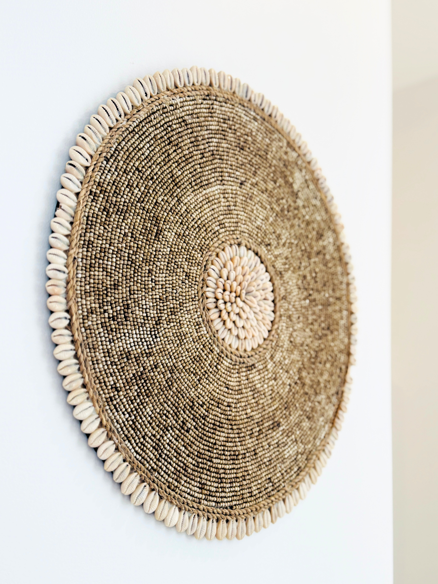 Round Shell Beaded Wall Piece - New!