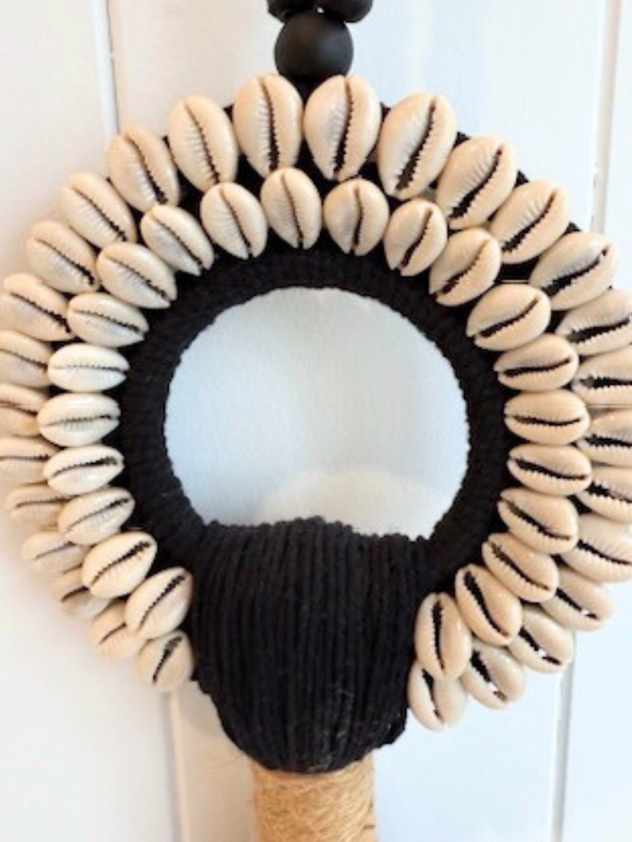 Shell and Black Bead Tassell Hanging - New!