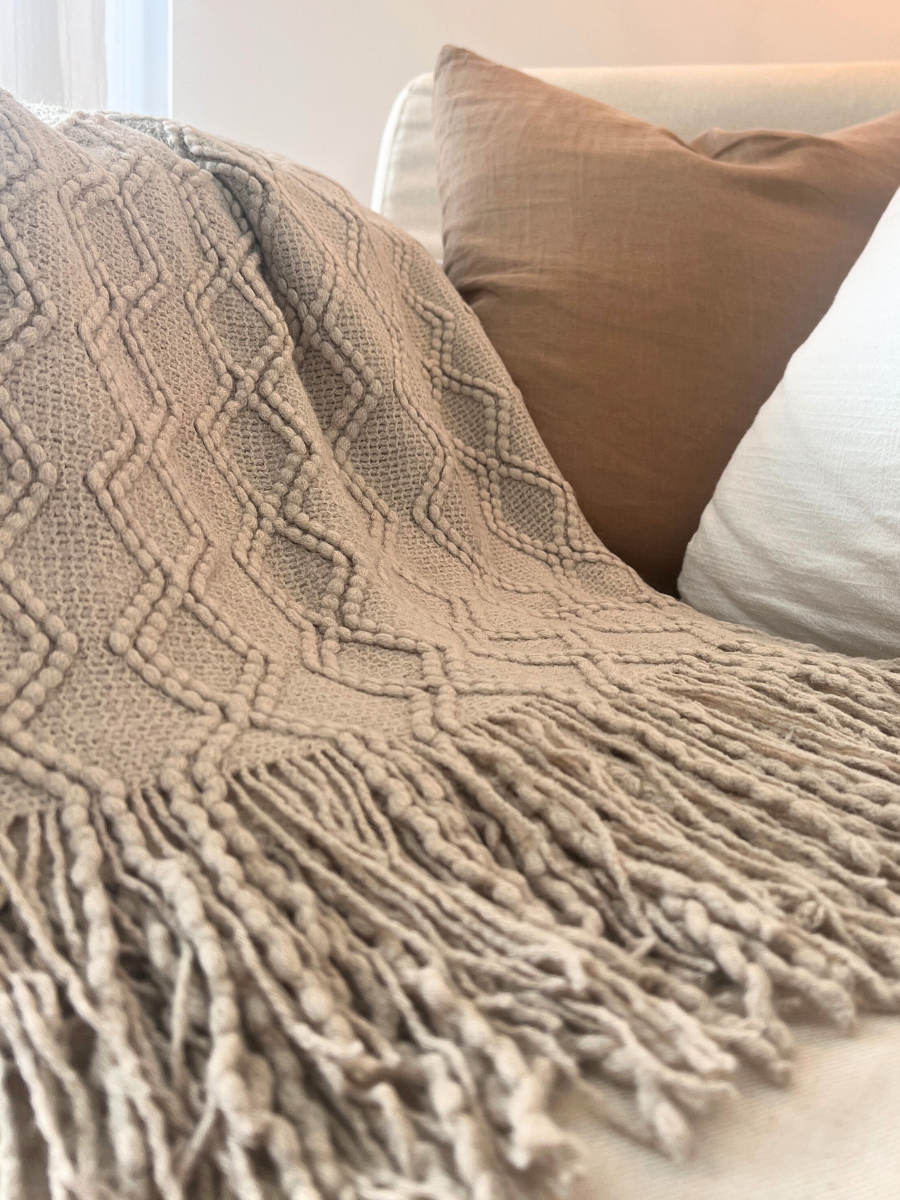 Taupe Woollen Throw - New!