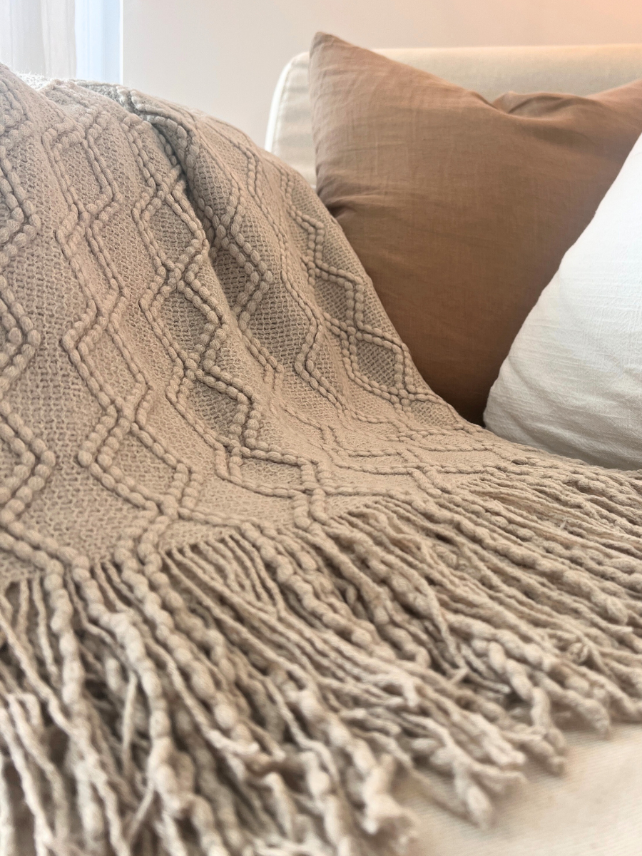 Taupe Woollen Throw - Restock!