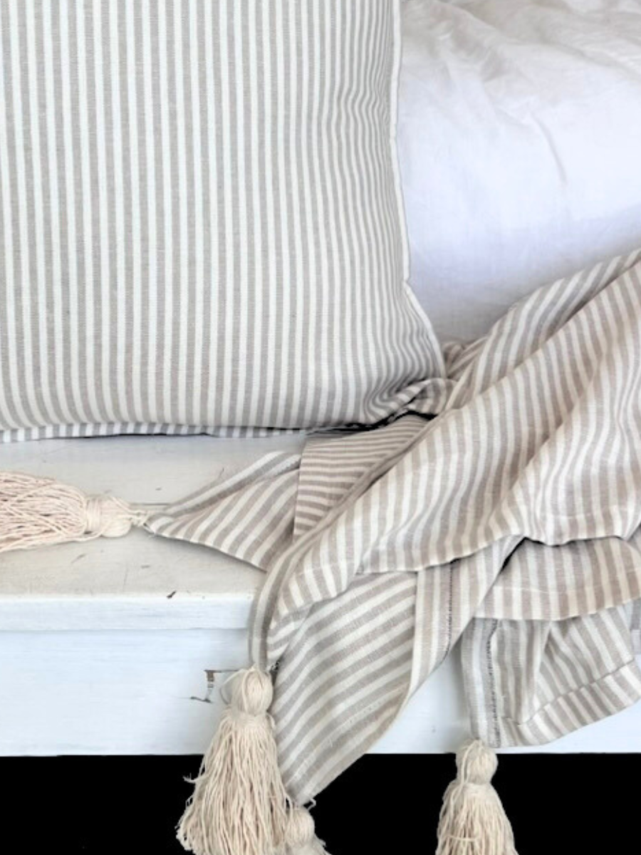 Antibes cushion and throw set - Taupe and Ivory