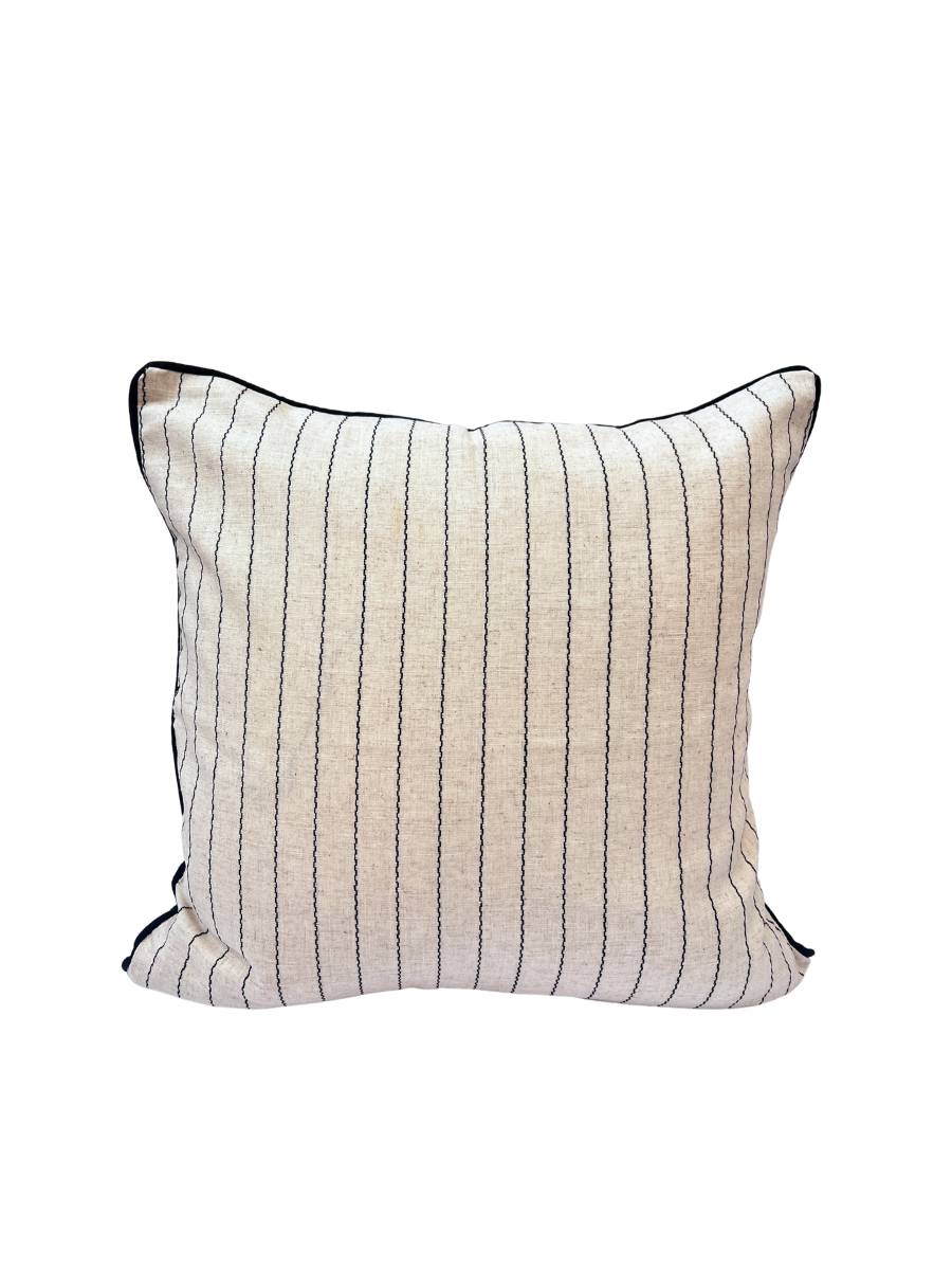 Noir Fine Stripe Square Cushion