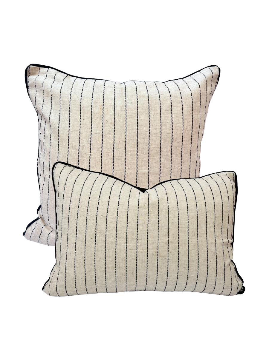 Noir Fine Stripe Cushion Cover Set