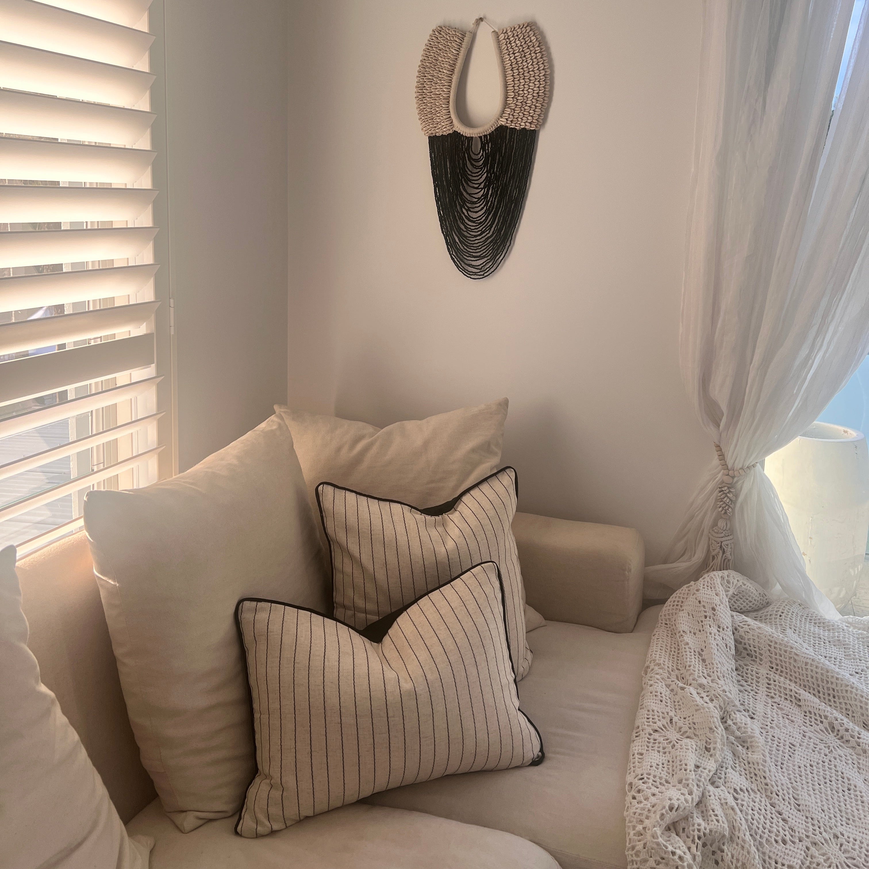 Striped cushions with all decor.