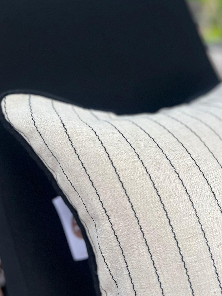 Noir Fine Stripe Cushion - New!