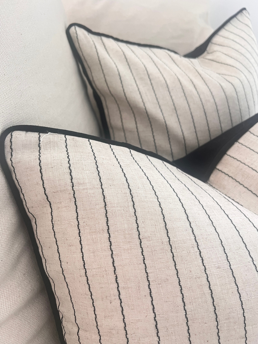 Noir Fine Stripe Cushion Cover Set