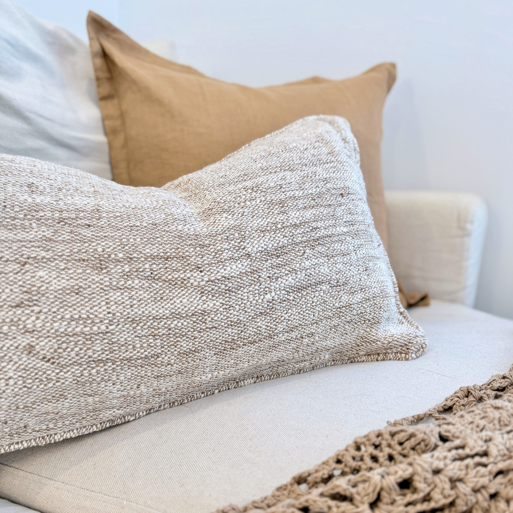Handwoven Greige Cushion - Rectangle/Lumbar