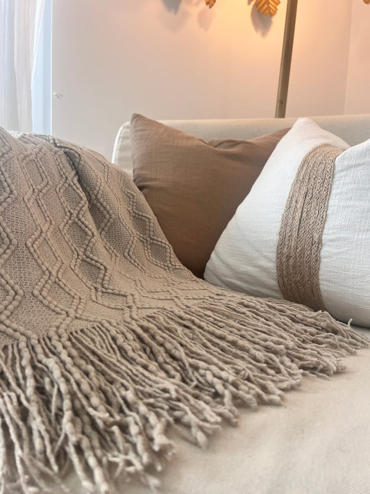 Taupe Woollen Throw - New!