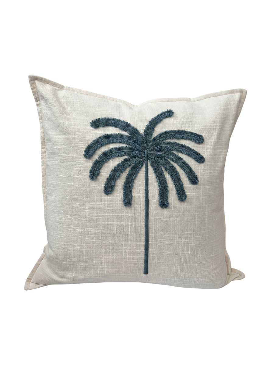 Palma Cushion Cover - Blue on Ivory - Restock!