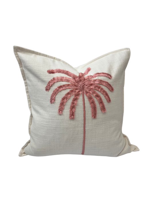 Palma Cushion Cover - Pink on Ivory