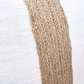 white linen cushion raffia detail